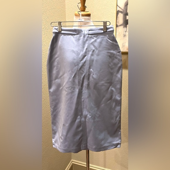 Vintage Thierry Mugler Women’s Belted Wool Pencil Skirt Sky Blue 40 4 S - Picture 2 of 7